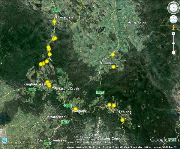 Long-nosed Bandicoot records since August 2011